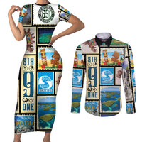 FSM Micronesia Culture Couples Matching Short Sleeve Bodycon Dress and Long Sleeve Button Shirt