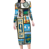 FSM Micronesia Culture Family Matching Long Sleeve Bodycon Dress and Hawaiian Shirt