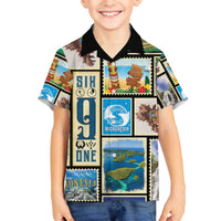 FSM Micronesia Culture Family Matching Off The Shoulder Long Sleeve Dress and Hawaiian Shirt