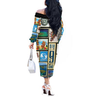 FSM Micronesia Culture Off The Shoulder Long Sleeve Dress