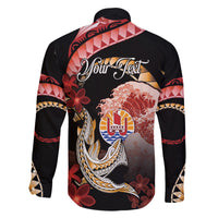 Personalised French Polynesia Victory Day Family Matching Long Sleeve Bodycon Dress and Hawaiian Shirt Polynesian Pattern Plumeria LT05 - Polynesian Pride