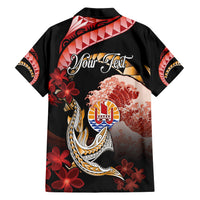 Personalised French Polynesia Victory Day Family Matching Short Sleeve Bodycon Dress and Hawaiian Shirt Polynesian Pattern Plumeria LT05 - Polynesian Pride