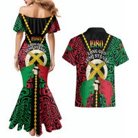 Vanuatu 45th Independence Day Couples Matching Mermaid Dress and Hawaiian Shirt Long God Yumi Stanap Wild Boar LT05