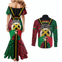 Vanuatu 46th Independence Day Couples Matching Mermaid Dress and Long Sleeve Button Shirt Long God Yumi Stanap Wild Boar LT05 - Polynesian Pride