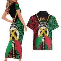 Vanuatu 46th Independence Day Couples Matching Short Sleeve Bodycon Dress and Hawaiian Shirt Long God Yumi Stanap Wild Boar LT05 - Polynesian Pride