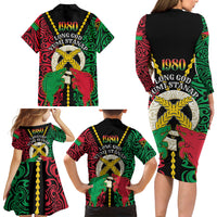 Vanuatu 45th Independence Day Family Matching Long Sleeve Bodycon Dress and Hawaiian Shirt Long God Yumi Stanap Wild Boar LT05 - Polynesian Pride