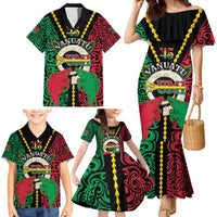 Vanuatu 45th Independence Day Family Matching Mermaid Dress and Hawaiian Shirt Long God Yumi Stanap Wild Boar LT05