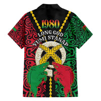 Vanuatu 45th Independence Day Family Matching Off The Shoulder Long Sleeve Dress and Hawaiian Shirt Long God Yumi Stanap Wild Boar LT05 - Polynesian Pride
