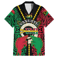 Vanuatu 46th Independence Day Family Matching Puletasi and Hawaiian Shirt Long God Yumi Stanap Wild Boar LT05 Dad's Shirt - Short Sleeve Black - Polynesian Pride