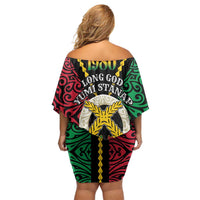 Vanuatu 45th Independence Day Off Shoulder Short Dress Long God Yumi Stanap Wild Boar LT05