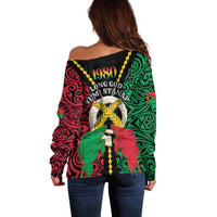 Vanuatu 45th Independence Day Off Shoulder Sweater Long God Yumi Stanap Wild Boar LT05