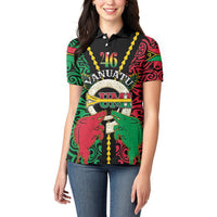 Vanuatu 46th Independence Day Women Polo Shirt Long God Yumi Stanap Wild Boar LT05 - Polynesian Pride
