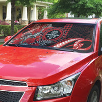 Hawaii Lahainaluna High School Auto Sun Shade Tribal Tattoo With Hibiscus Flowers