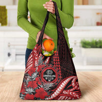 Hawaii Lahainaluna High School Grocery Bag Tribal Tattoo With Hibiscus Flowers