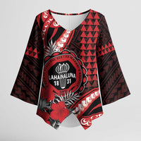 Personalized Hawaii Lahainaluna High School Kimono Sleeve Blouse Tribal Tattoo With Hibiscus Flowers