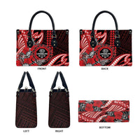 Hawaii Lahainaluna High School Leather Bag Tribal Tattoo With Hibiscus Flowers