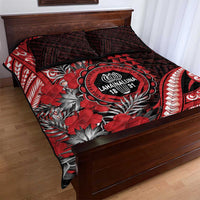 Hawaii Lahainaluna High School Quilt Bed Set Tribal Tattoo With Hibiscus Flowers