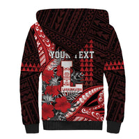 Personalized Hawaii Lahainaluna High School Sherpa Hoodie Tribal Tattoo With Hibiscus Flowers LT05 - Polynesian Pride