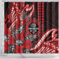 Hawaii Lahainaluna High School Shower Curtain Tribal Tattoo With Hibiscus Flowers