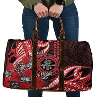 Hawaii Lahainaluna High School Travel Bag Tribal Tattoo With Hibiscus Flowers