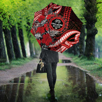 Hawaii Lahainaluna High School Umbrella Tribal Tattoo With Hibiscus Flowers