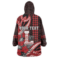 Personalized Hawaii Lahainaluna High School Wearable Blanket Hoodie Tribal Tattoo With Hibiscus Flowers