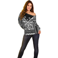 Black Philippines Sun Star Off Shoulder Sweater Igorot Tribal Inspiration