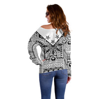 White Philippines Sun Star Off Shoulder Sweater Igorot Tribal Inspiration