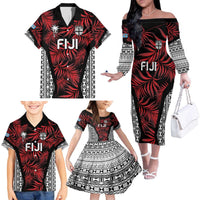 Custom Flying Fijians Rugby 2024 Pacific Family Matching Off The Shoulder Long Sleeve Dress and Hawaiian Shirt Go Fiji LT05 - Polynesian Pride