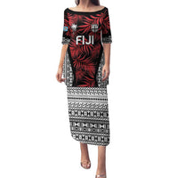 Custom Flying Fijians Rugby 2024 Pacific Family Matching Puletasi and Hawaiian Shirt Go Fiji LT05 Mom's Dress Black - Polynesian Pride