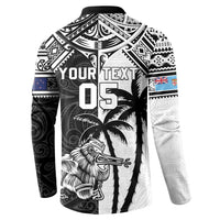 Custom New Zealand And Fiji Rugby 2024 Button Sweatshirt Maori Kiwi With Fijian Palm Tree