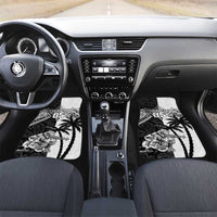 New Zealand And Fiji Rugby 2024 Car Mats Maori Kiwi With Fijian Palm Tree LT05 Set 2pcs - Front Black - Polynesian Pride