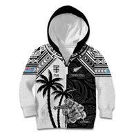 Custom New Zealand And Fiji Rugby 2024 Kid Hoodie Maori Kiwi With Fijian Palm Tree LT05 Zip Hoodie Black - Polynesian Pride