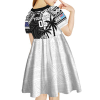 Custom New Zealand And Fiji Rugby 2024 Kid Short Sleeve Dress Maori Kiwi With Fijian Palm Tree LT05 - Polynesian Pride