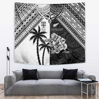 New Zealand And Fiji Rugby 2024 Tapestry Maori Kiwi With Fijian Palm Tree LT05 Black - Polynesian Pride