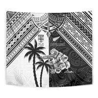 New Zealand And Fiji Rugby 2024 Tapestry Maori Kiwi With Fijian Palm Tree LT05 - Polynesian Pride