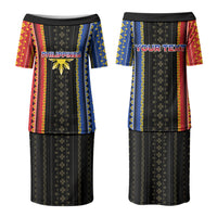 Personalised Philippines Filipinos Couples Matching Puletasi and Hawaiian Shirt Igorot Tribal Inspiration Pattern Style
