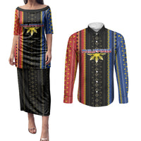 Personalised Philippines Filipinos Couples Matching Puletasi and Long Sleeve Button Shirt Igorot Tribal Inspiration Pattern Style
