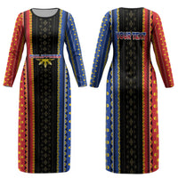 Personalised Philippines Filipinos Family Matching Long Sleeve Bodycon Dress and Hawaiian Shirt Igorot Tribal Inspiration Pattern Style