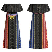 Personalised Philippines Filipinos Family Matching Off Shoulder Maxi Dress and Hawaiian Shirt Igorot Tribal Inspiration Pattern Style