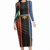 Personalised Philippines Filipinos Long Sleeve Bodycon Dress Igorot Tribal Inspiration Pattern Style