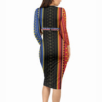 Personalised Philippines Filipinos Long Sleeve Bodycon Dress Igorot Tribal Inspiration Pattern Style LT05 - Polynesian Pride