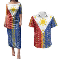 Philippines Sun Couples Matching Puletasi and Hawaiian Shirt Igorot Tribal Inspiration