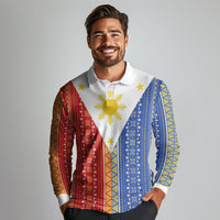 Philippines Sun Long Sleeve Polo Shirt Igorot Tribal Inspiration