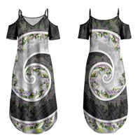 Piko Hawaii Family Matching Summer Maxi Dress and Hawaiian Shirt Polynesian Pattern With Maile Pikake Honohono Lei