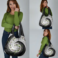 Piko Hawaii Grocery Bag Polynesian Pattern With Maile Pikake Honohono Lei