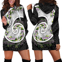 Piko Hawaii Hoodie Dress Polynesian Pattern With Maile Pikake Honohono Lei