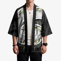 Piko Hawaii Kimono Polynesian Pattern With Maile Pikake Honohono Lei