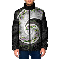 Piko Hawaii Padded Jacket Polynesian Pattern With Maile Pikake Honohono Lei