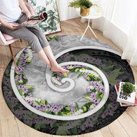 Piko Hawaii Round Carpet Polynesian Pattern With Maile Pikake Honohono Lei